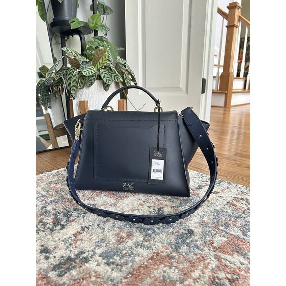 ZAC Zac Posen Navy Eartha Iconic Top Handle Purse Handbag - Picture 2 of 5